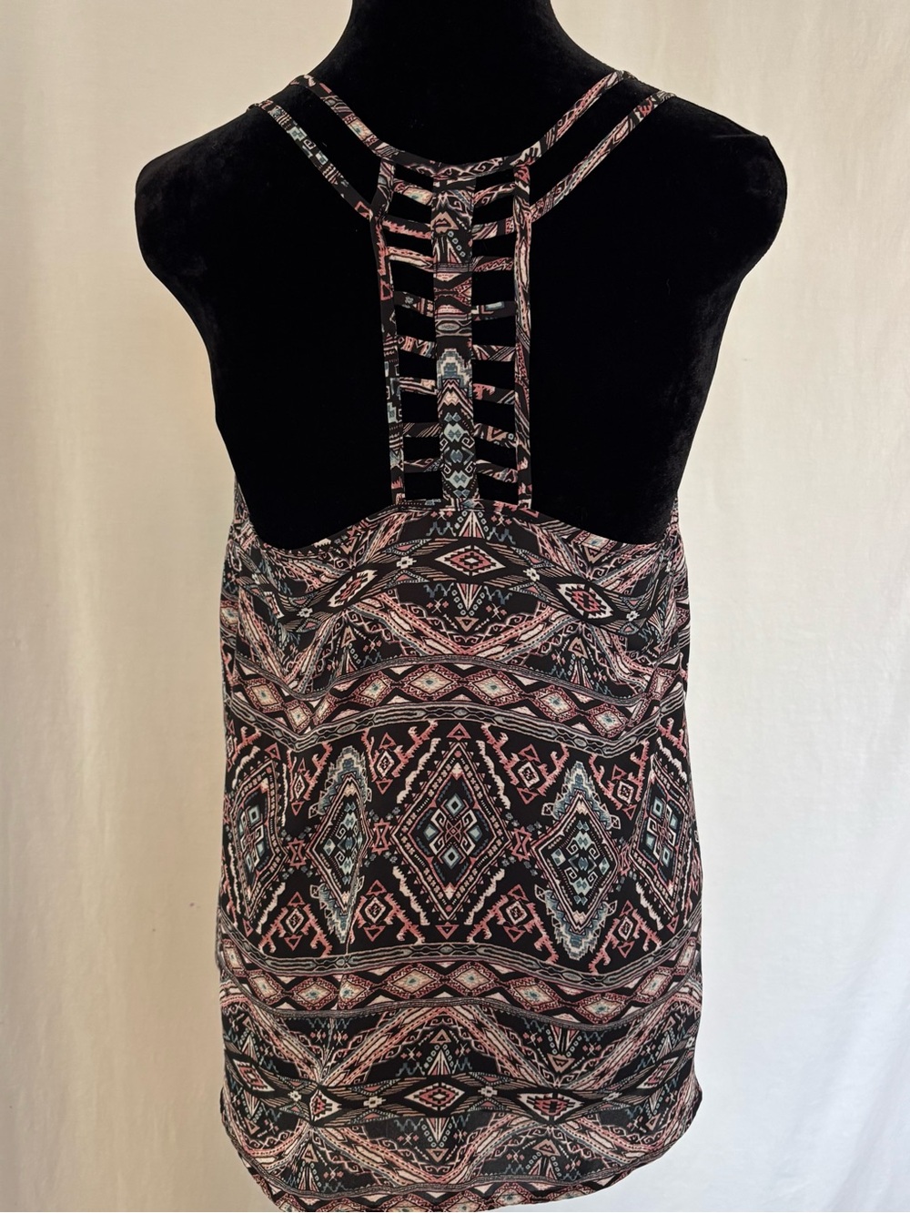 Boho Tribal Print Tank Ladder Back Festival Top Aztec Soft Grunge Medium